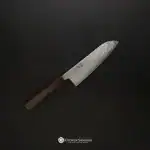 Hatsukokoro Hikari SLD Damascus Santoku 170mm Ebony Handle