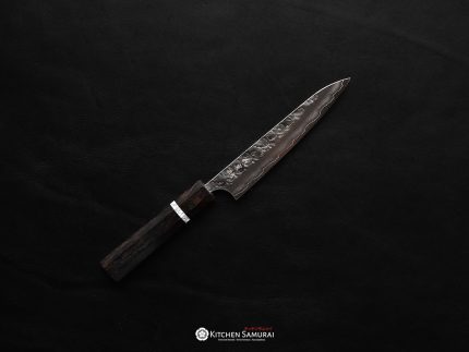 Yoshimi Kato SG2 HYO Petty 150mm Japanese utility knife with hammered tsuchime blade finish
