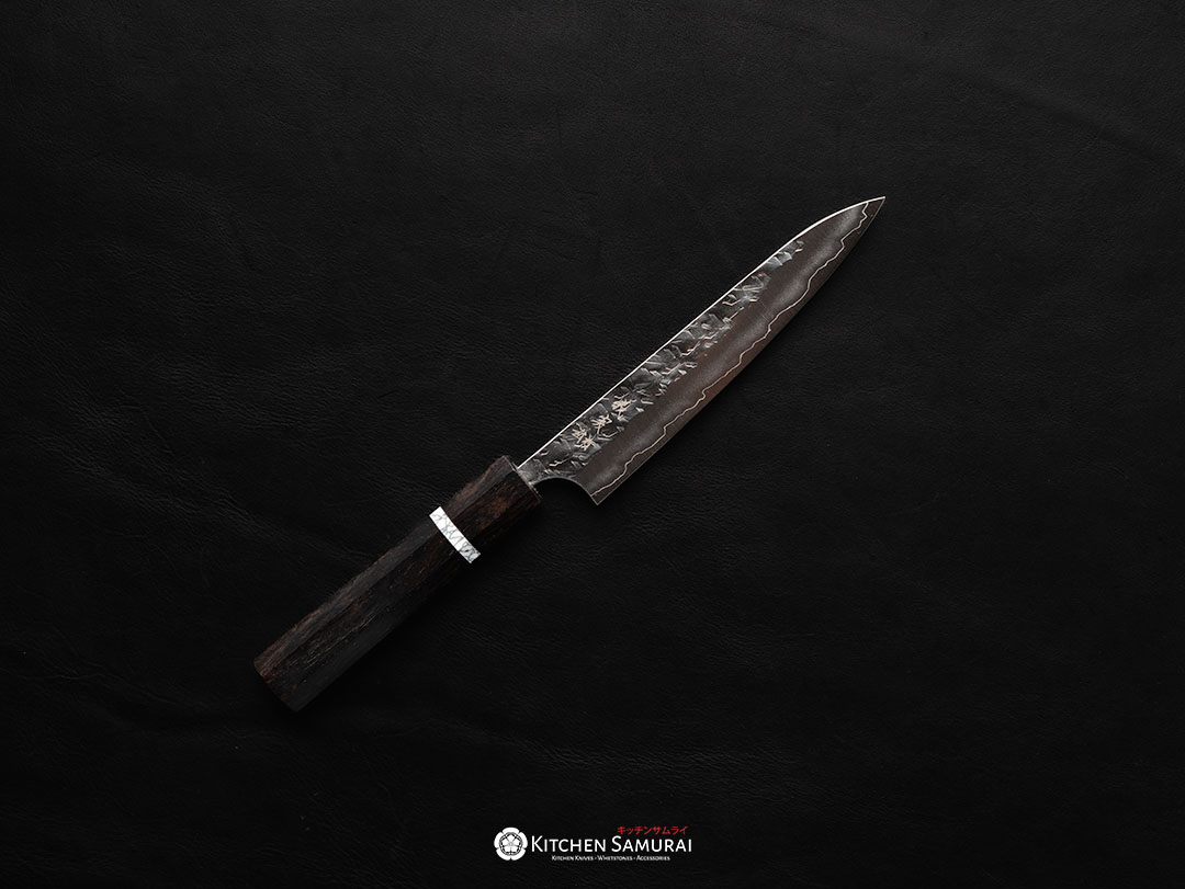 Yoshimi_Kato_SG2_HYO_Petty_150mm Yoshimi Kato SG2 HYO Petty 150mm Japanese utility knife with hammered tsuchime blade finish