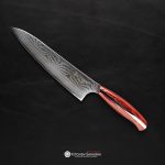Nagomi Damascus VG10 Gyuto 205mm kitchen knife with patterned blade and red wood handle