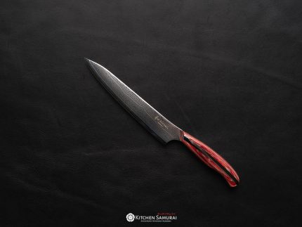 Nagomi Damascus VG10 Petty knife 155mm with patterned blade and red wood handle