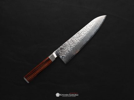 ONO Suzukaze SG2 Damascus Gyuto 210mm chef’s knife with hammered Damascus blade and Pakkawood handle