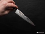 Sakai Takayuki VG10 Hammered Damascus Petty 150mm with Blue Handle - Image 3