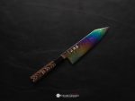 Hatsukokoro Ryuhyo Rainbow Damascus Bunka 170mm chef’s knife with Wenge handle and buffalo horn collar